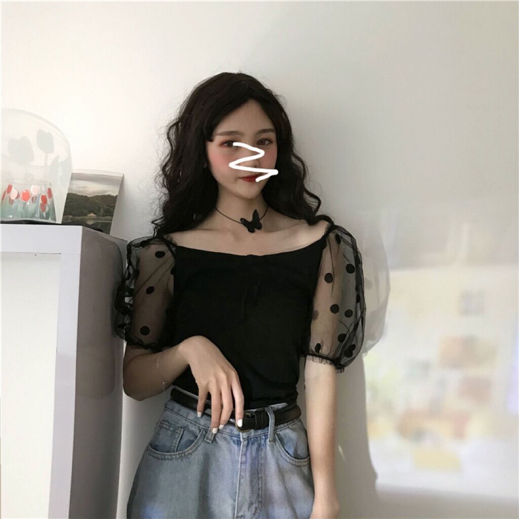 Áo thun gân tay ngắn lưới bi