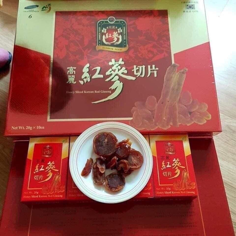 Hồng sâm thái lát tẩm mật ong sambok hàn quốc, hộp 200gr