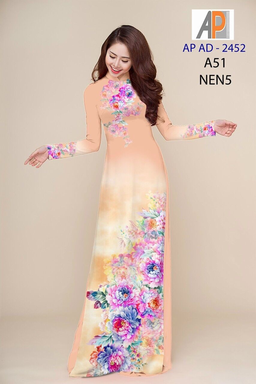 Vải áo dài hoa mẫu đơn