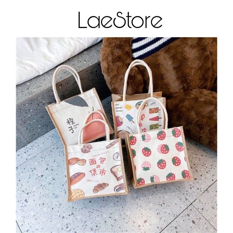 Túi cói mini hoạ tiết các hình siêu xinh Lae Store