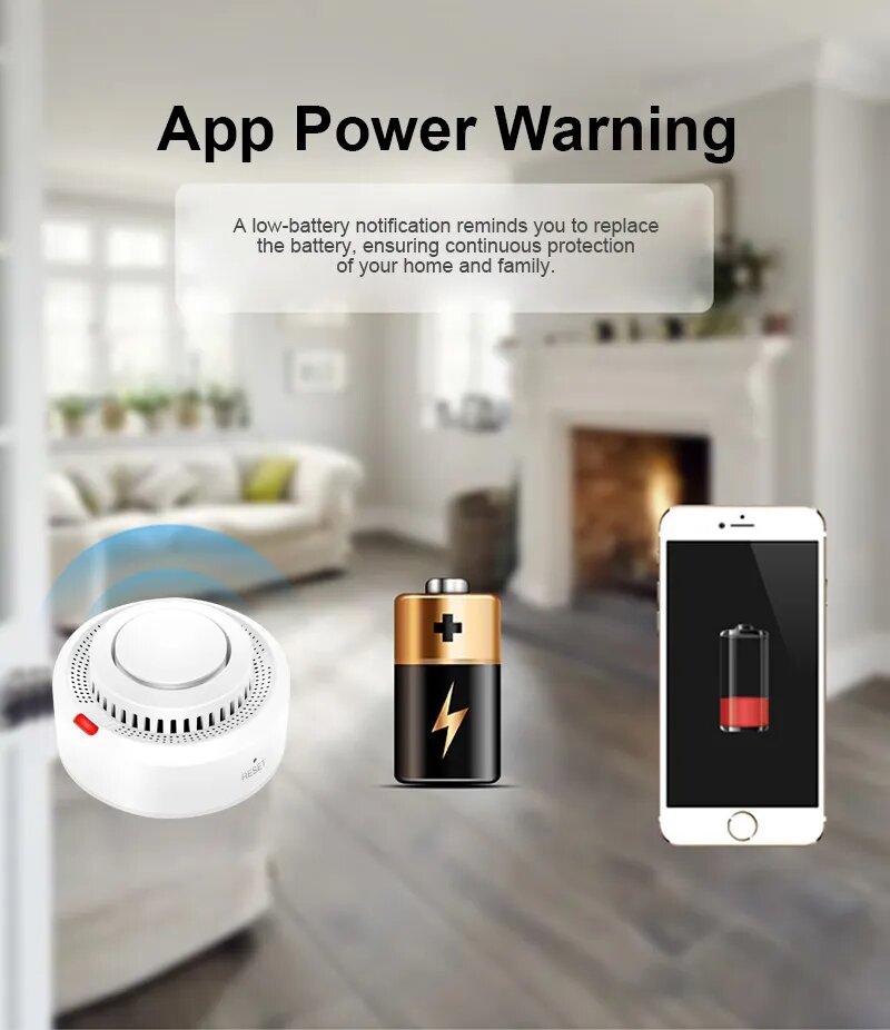 Thiết Bị Báo Khói Wifi Thông Minh Không Dây Gia Đình SmartLife Thông Minh Thiết Bị Phát Hiện Khói Có Độ Nhạy Cao
