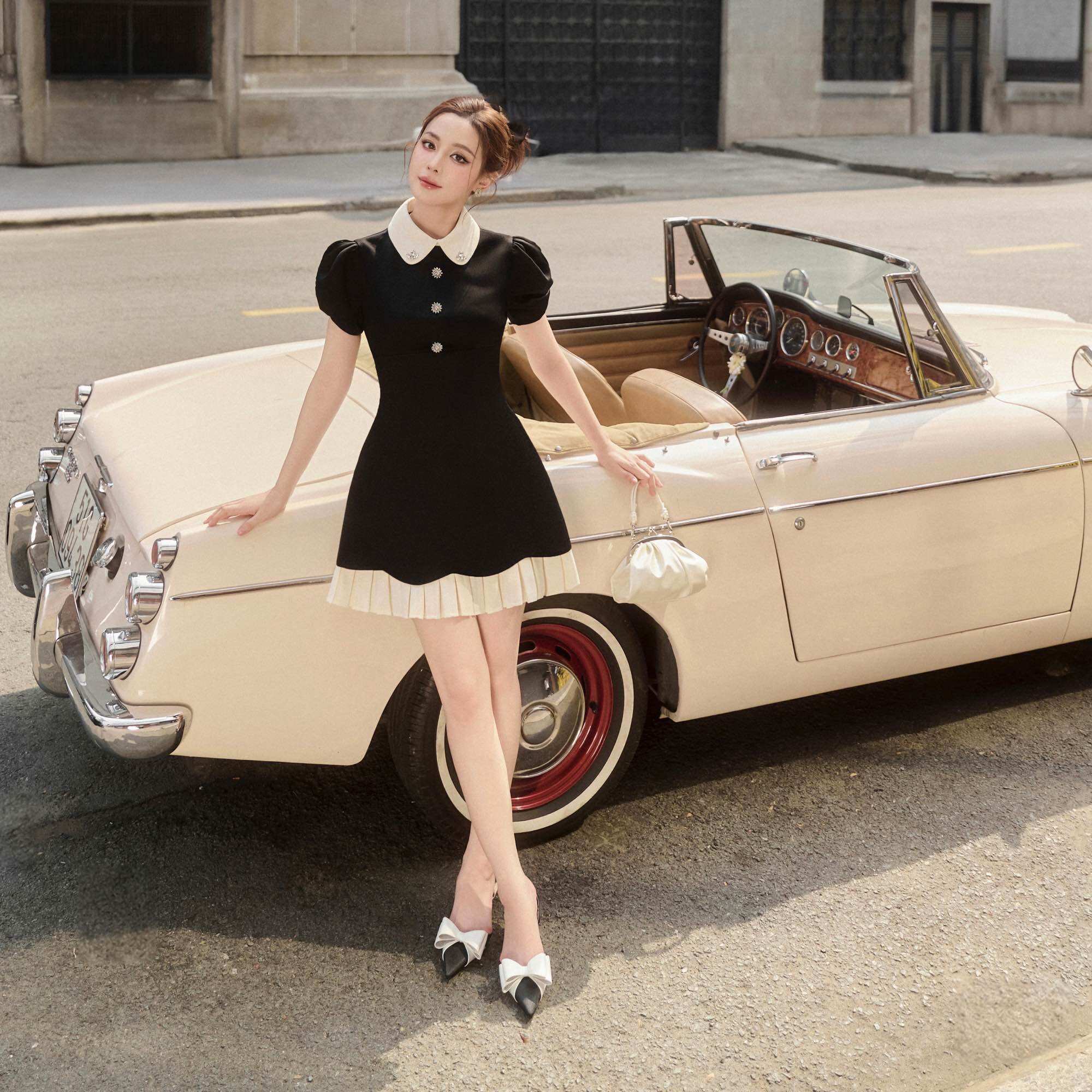 LAGOM - Đầm kiểu nữ tay nơ phối cổ kết đá (SEREY DRESS)