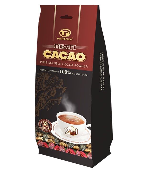 Bột cacao đen uống liền 2 trong 1 Beati hiệu Vifranco túi 500g