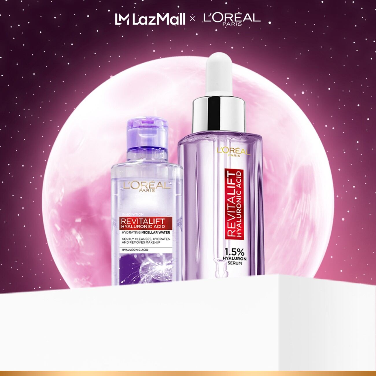 Bộ serum dưỡng ẩm và nước tẩy trang L’Oréal Paris Hyaluronic Acid (30ml+95ml)