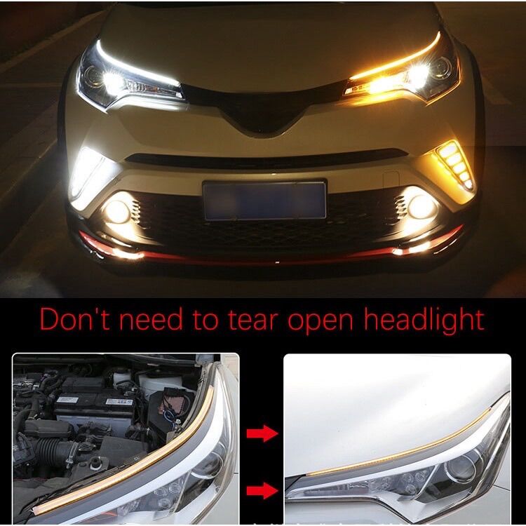 Cặp dây đèn led mí xe hơi daylight ~ xi nhan 60cm (có hiệu ứng chạy đuổi) siêu mỏng 4mm