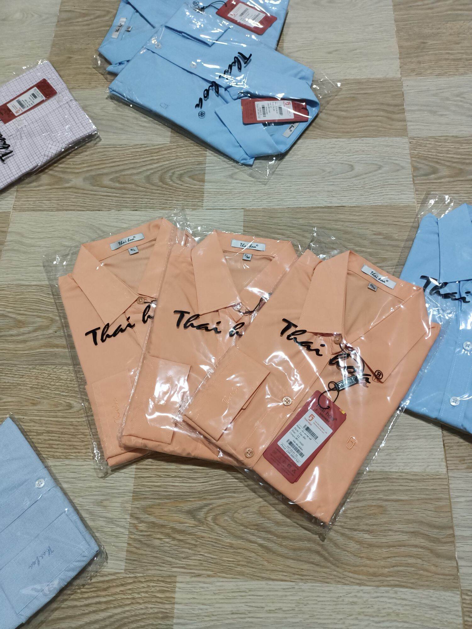 Sơ mi nữ Thái Hòa màu cam trơn