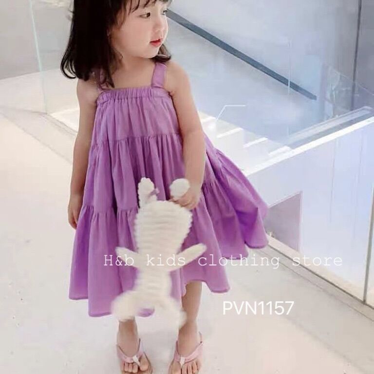 Váy xoè 2 dây bé gái đi biển