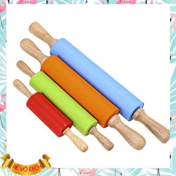 Cây lăn bột silicon chống dính cán gỗ