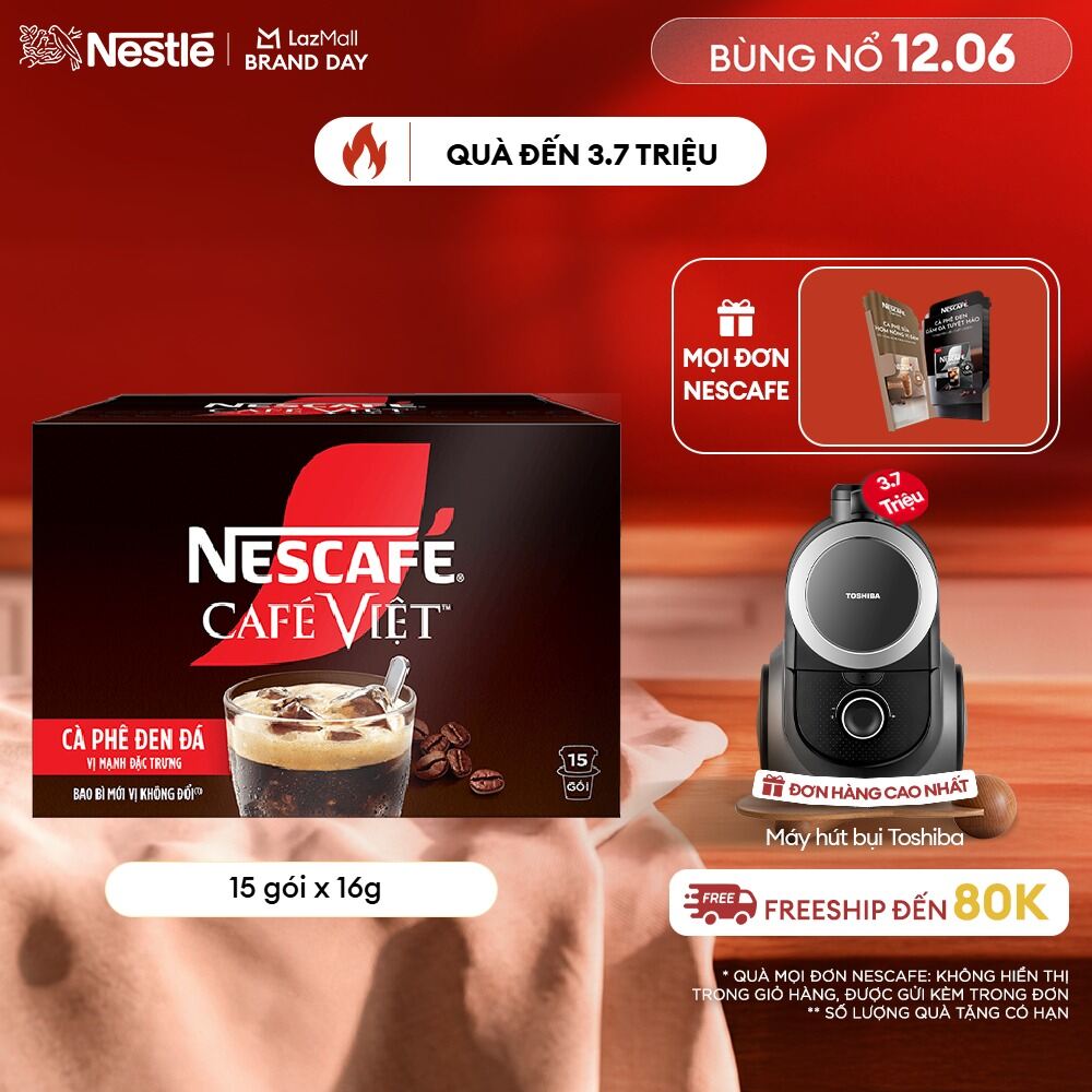 [FREESHIP TOÀN QUỐC] Hộp Cà phê đen hòa tan NESCAFÉ CAFÉ VIỆT (16g x 15 gói)