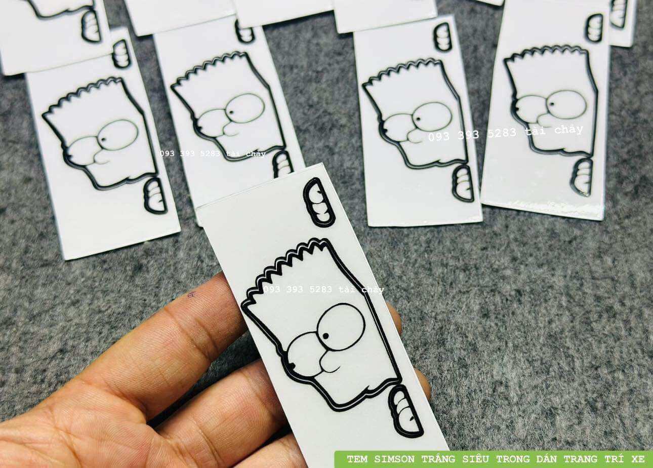 [ 1 MIẾNG ] TEM SIMSON TRẮNG SIÊU TRONG SUỐT DÁN TRANG TRÍ XE