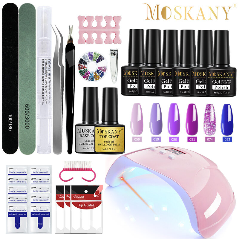 Nail Set Gel Nail Polish Set với 54 Wát UV LED đèn máy sấy bán vĩnh viễn Gel Set cơ sở/Top Coat chuyên nghiệp Nail Art công cụ Kit