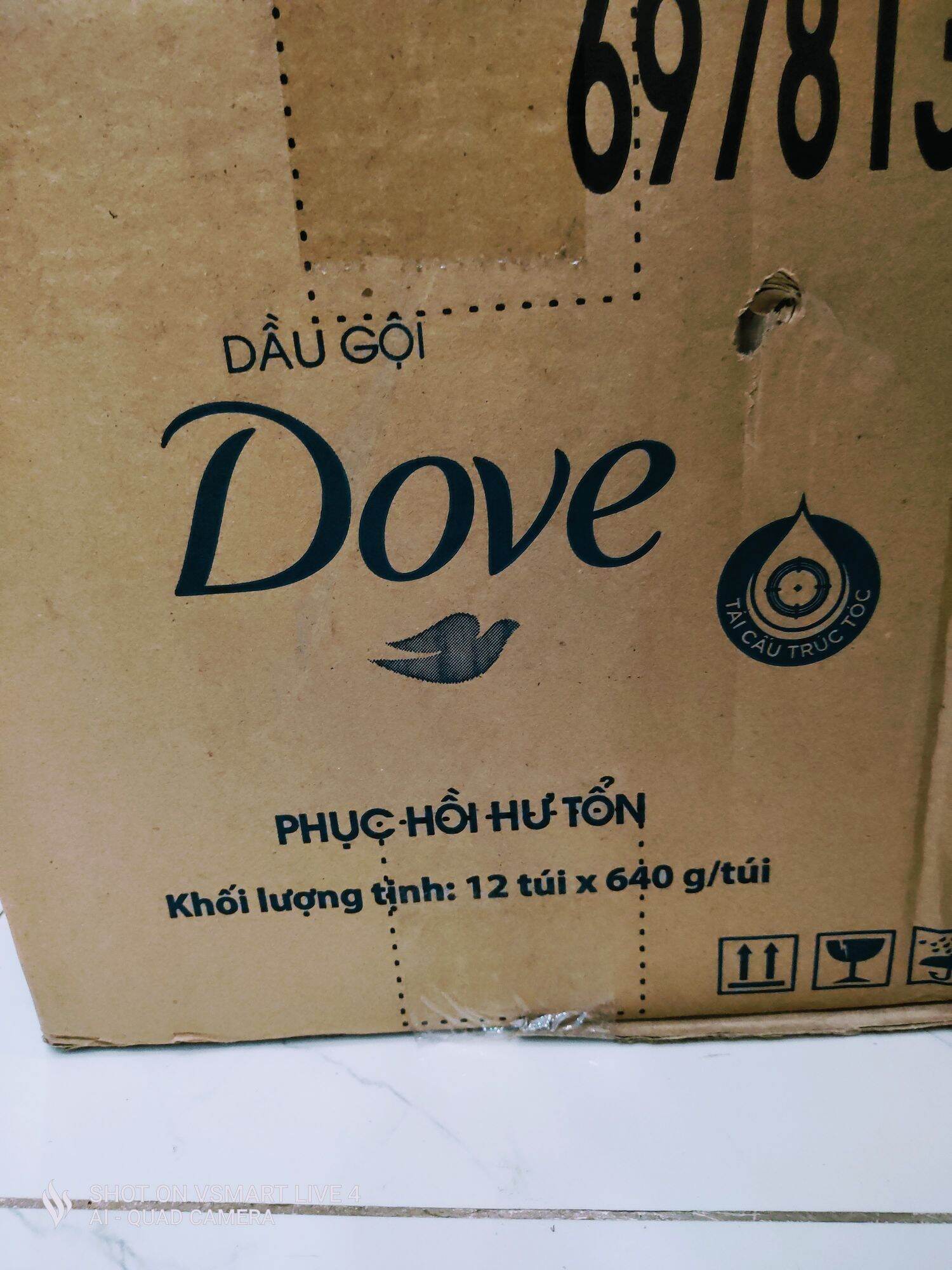 Dầu gội đầu dove túi 640g.
