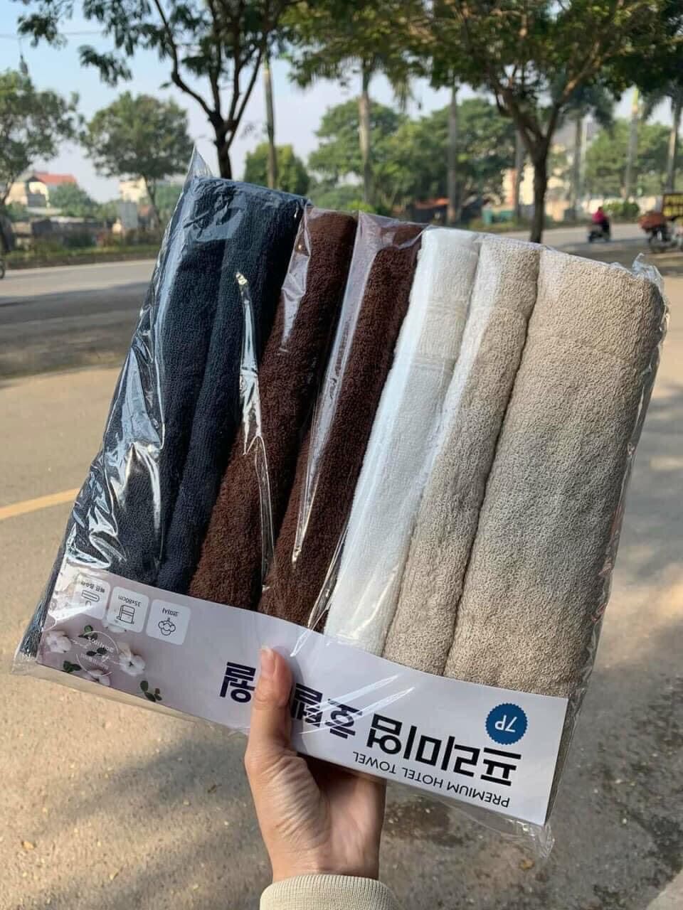 Combo set 7 khăn tắm gội xuất Hàn chất liệu cotton cao cấp 36.76cm
