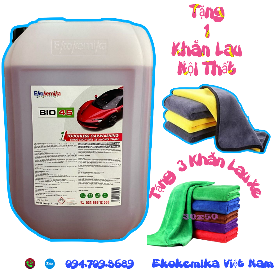 DUNG DỊCH RỬA XE KHÔNG CHẠM EKOKEMIKA ITALY - BIO 45 - 22L