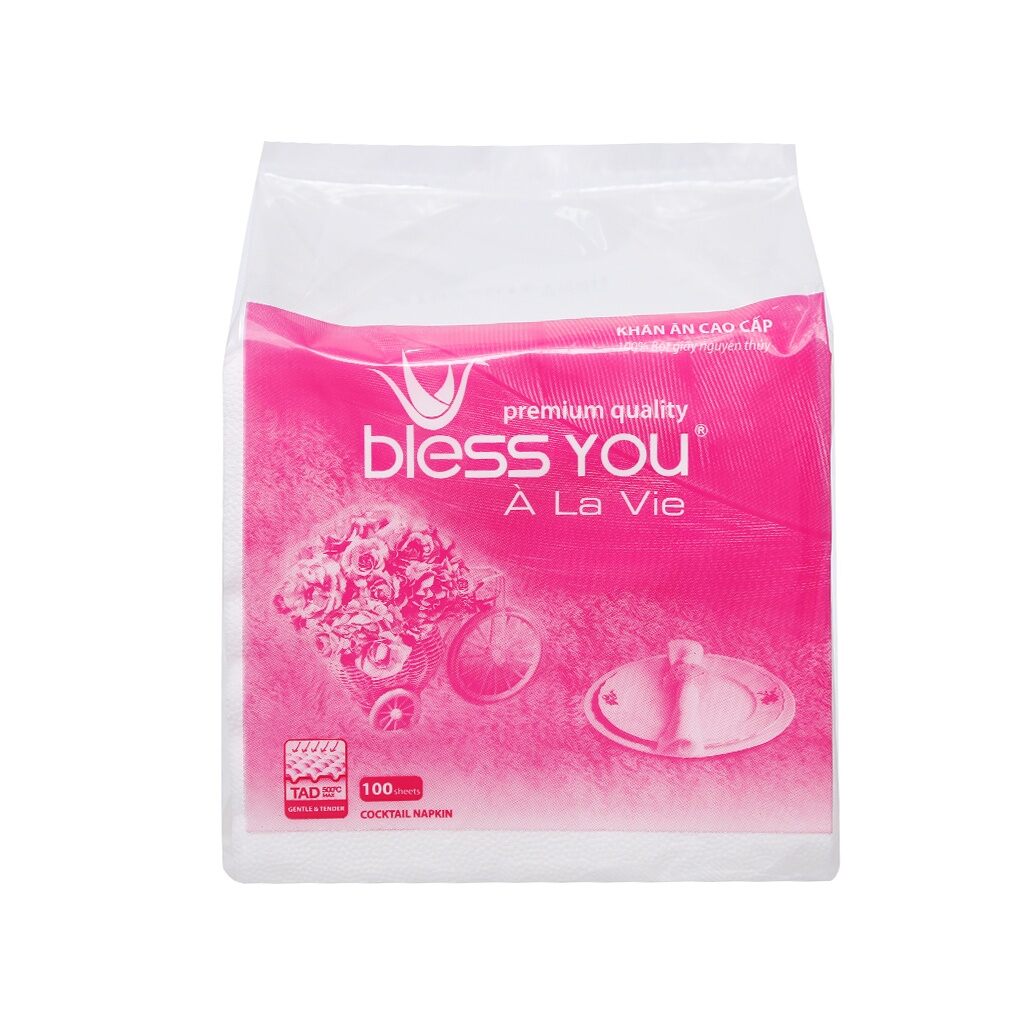 Khăn giấy ăn cao cấp Bless you 100 tờ