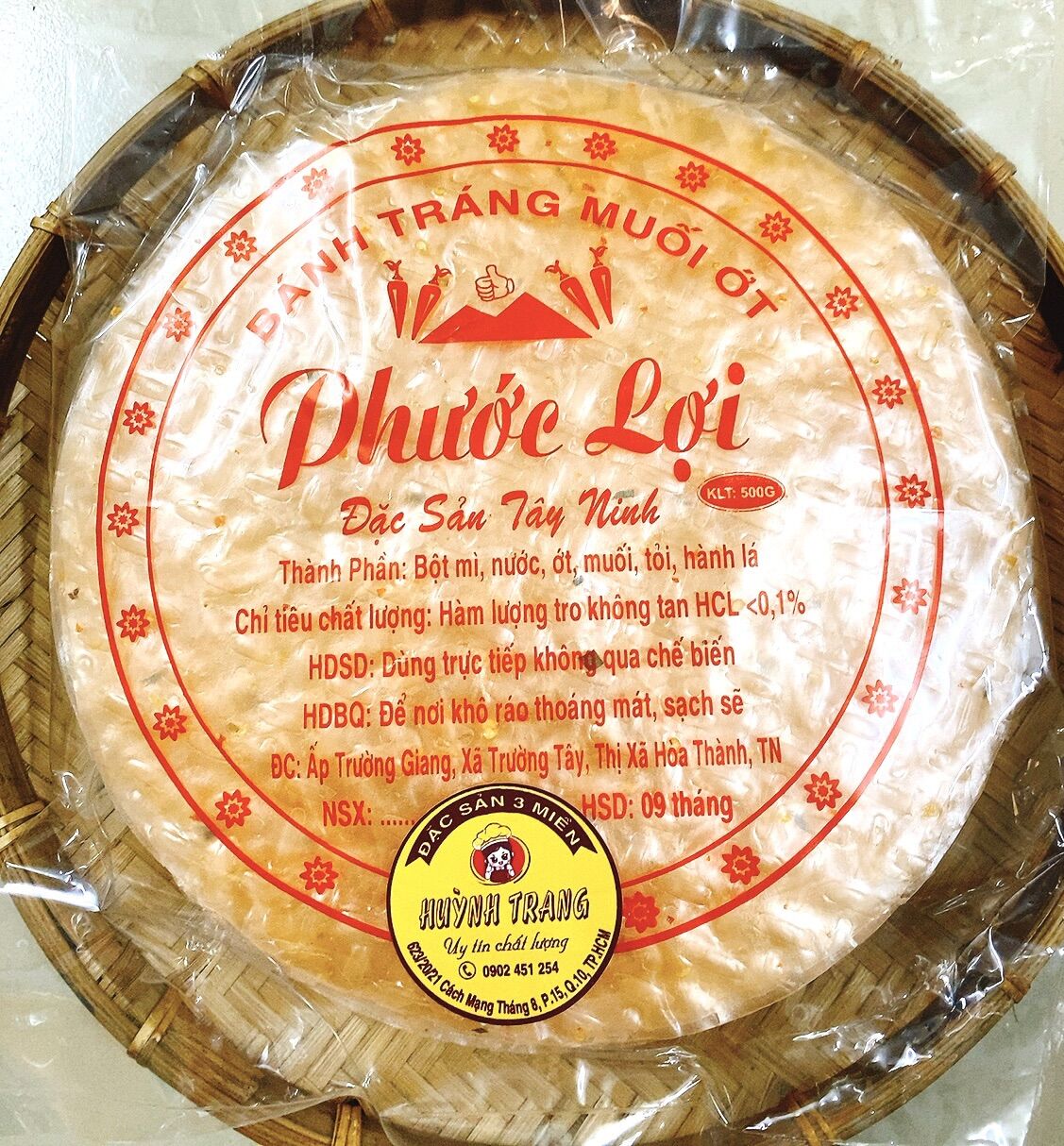 Bánh Tráng Muối Ớt Tây Ninh 500gam loại tròn