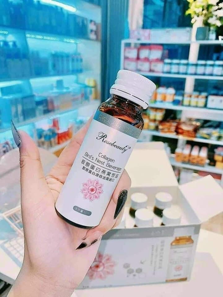 COLLAGEN ROSE BEAUTY YẾN TRẮNG DA(trắng sáng tức thì X10) hộp 8 chai