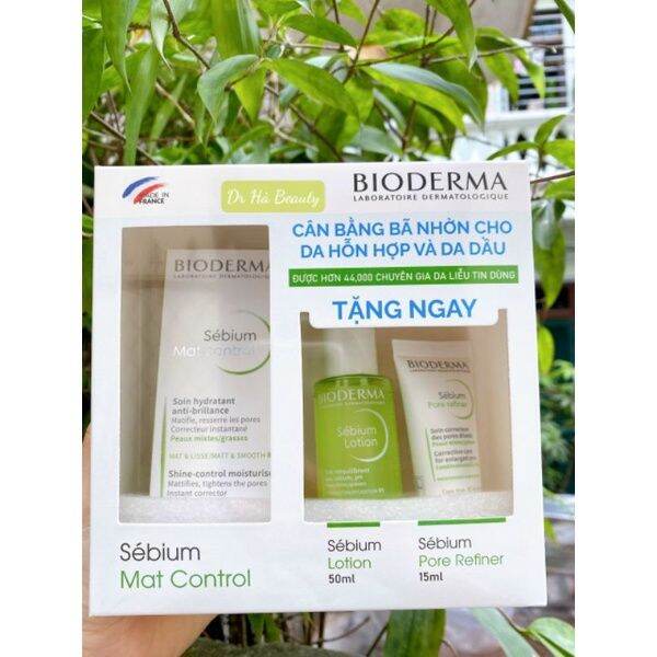 (CHÍNH HÃNG BÁC SĨ) Bộ chăm sóc da nhờn 3 món Bioderma : Mat control dưỡng da nhờn Pore Refiner se khít lỗ chân lông Sebium lotion sữa dưỡng da