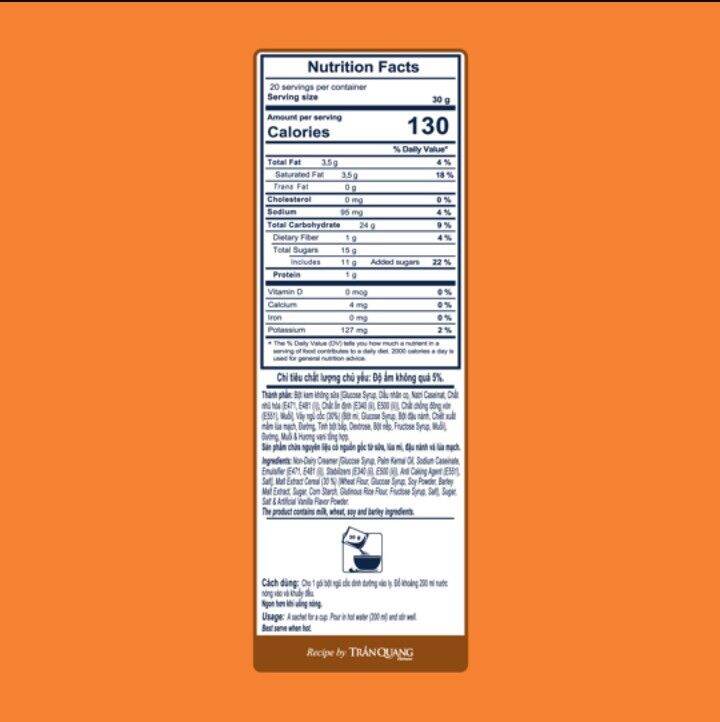 Bột ngũ cốc dinh dưỡng Trần Quang (20 gói x 30g)