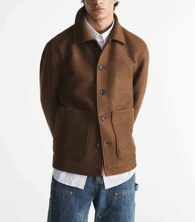 Áo khoác dạ nam Zara authentic SYNTHETIC WOOL WITH POCKETS size S