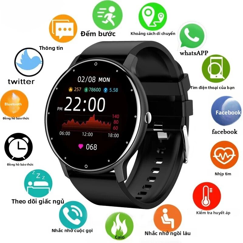 LIGE | Đồng Hồ Thông Minh Cảm Ứng Toàn Màn Hình LIGE Unisex, Hỗ Trợ Gọi Bluetooth, Chống Nước, Theo Dõi Thể Dục, Tương Thích Android iOS, Theo Dõi Sức Khỏe Thể Thao
