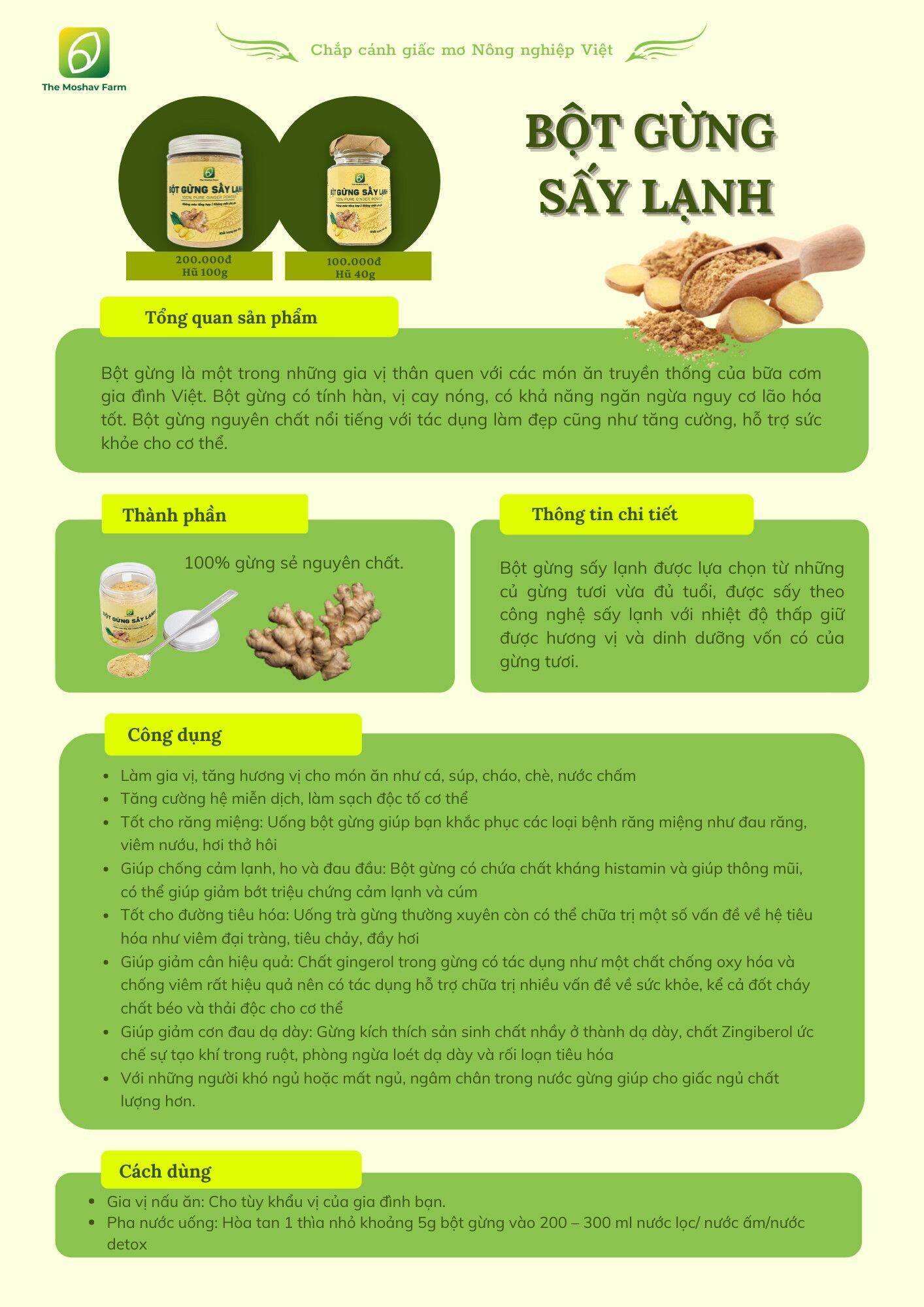 Bột Gừng Sấy Lạnh - The Moshav Farm
