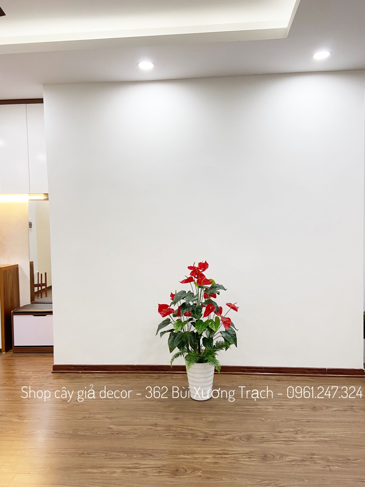 Cây giả - cây hồng môn 1m - cây hoa đỏ