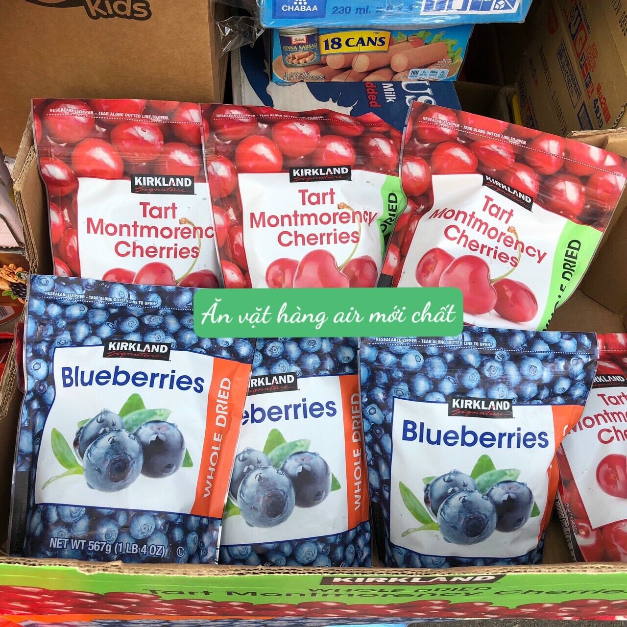 [DATE ĐẸP 09/2024]Việt Quất - Cherry Sấy Khô Blueberries Kirkland Signature 567 gram