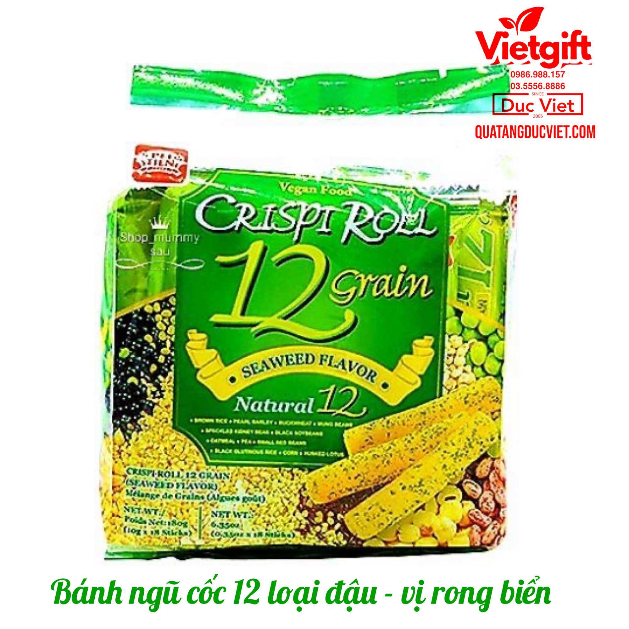Bánh Crispi Roll 12 loại ngũ cốc 180g - Vị Rong Biển (18 gói)