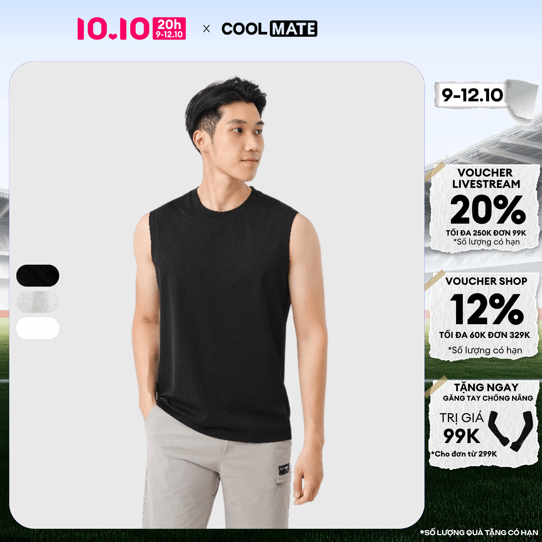 [CHỈ 20H 9-12.10 TẶNG QUÀ ĐƠN TỪ 299K]Áo sát nách cotton compact logo - Coolmate