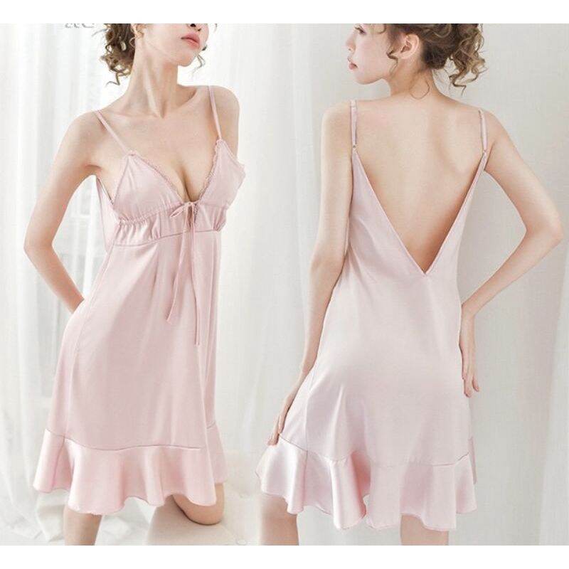 [HCM]Váy ngủ lụa satin cao cấp ( freesize 40-58kg)