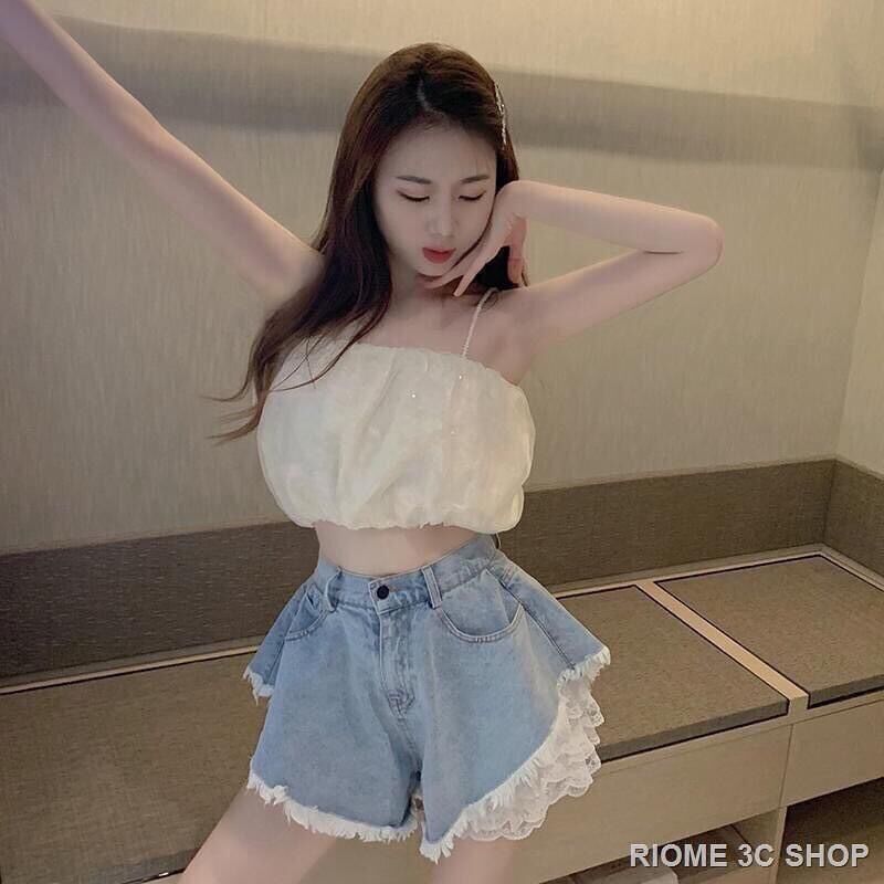 [HCM][2 món] Set Quần Short Jeans phối ren