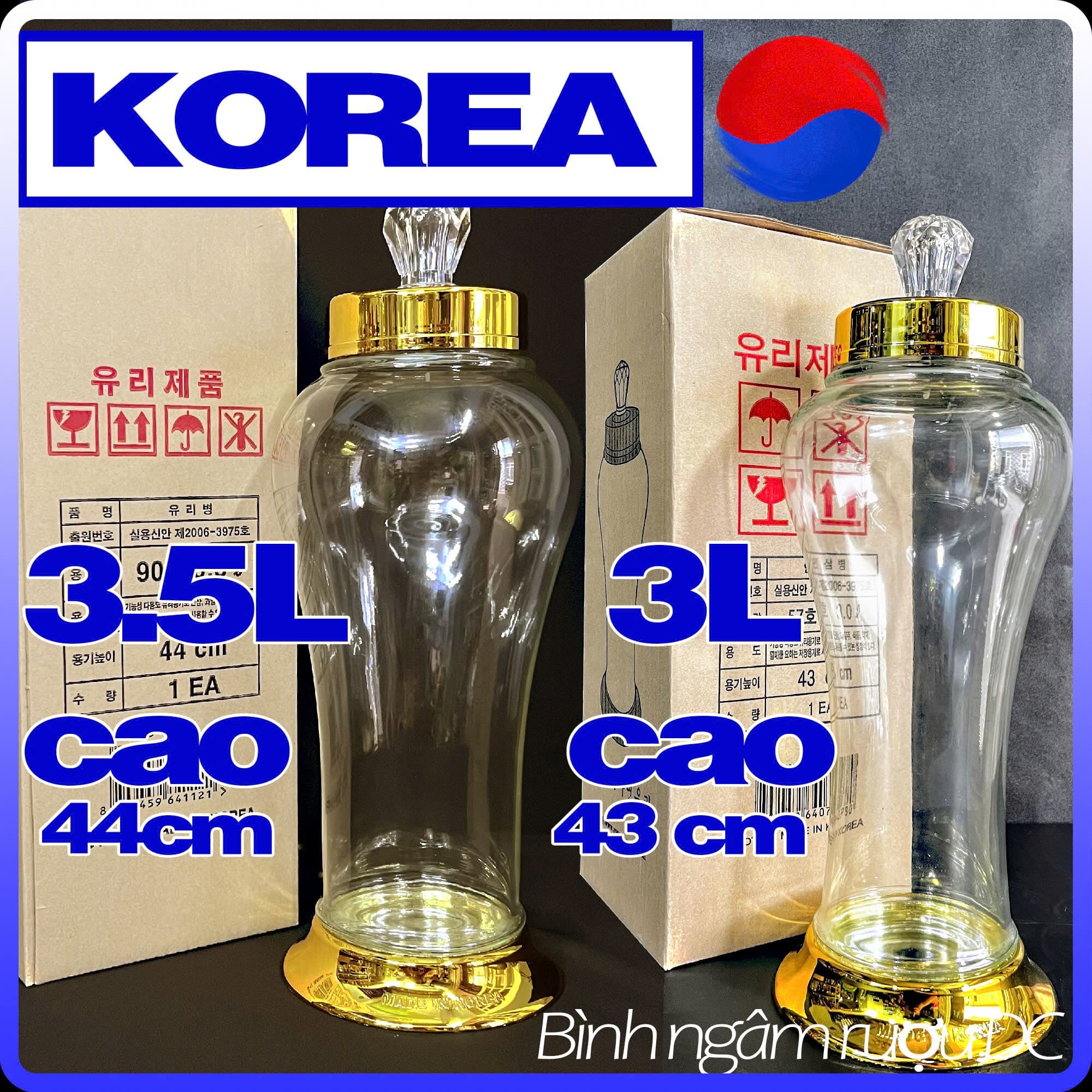 Bình Thuỷ Tinh Hàn Quốc Yongcheon BẦU TRÊN 3L / 3.5L / 4.5L / 5.5L