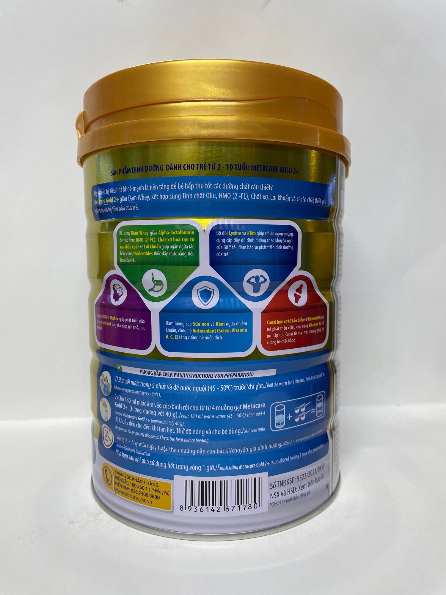 Sữa bột Metacare Gold 2+ lon 900g date: 1/2025
