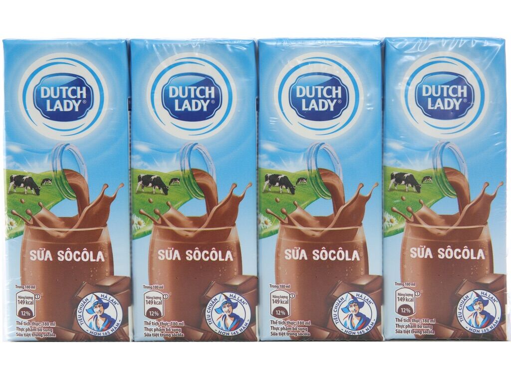 Lốc 4 hộp sữa cô gái hà lan ĐỦ VỊ 180ml