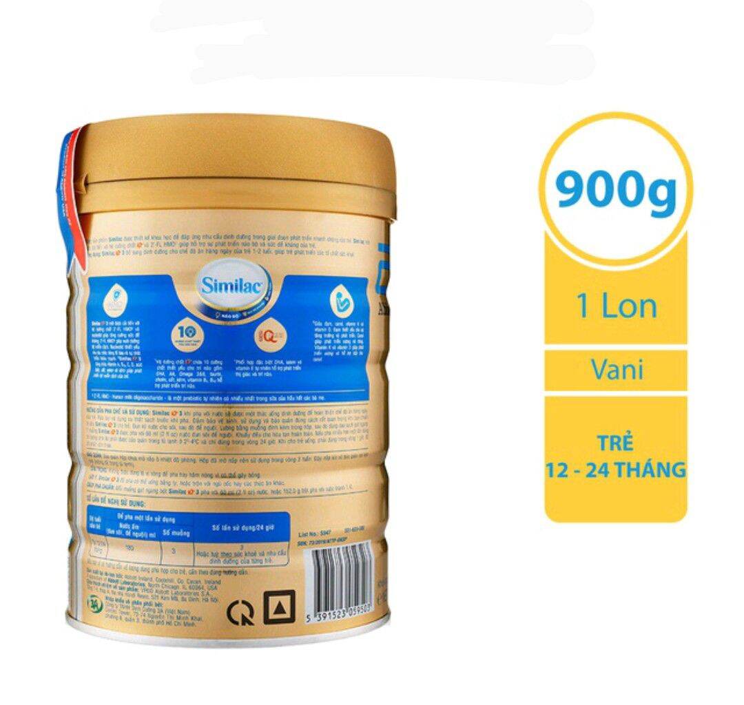 Sữa Bột Similac Eye-Q 3 HMO 900g (Số 3, 1-2 tuổi, 900g)