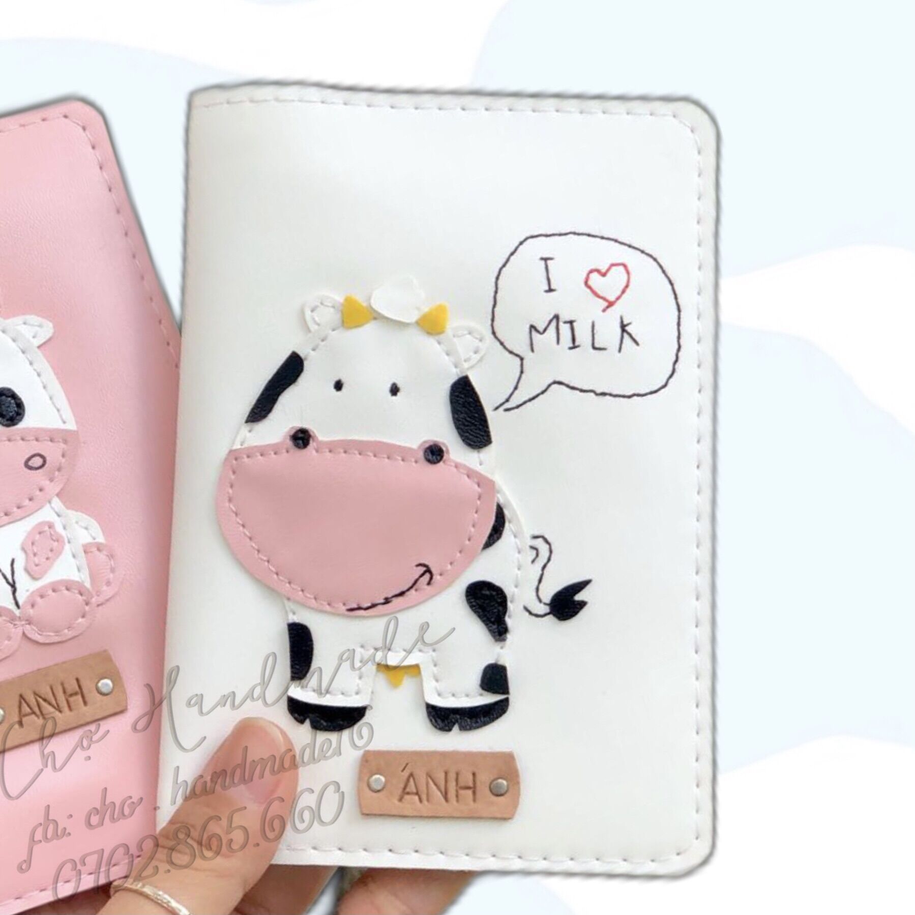 Vỏ hộ chiếu bò sữa, bọc hộ chiếu con bò, bao hộ chiếu , passport cover cow