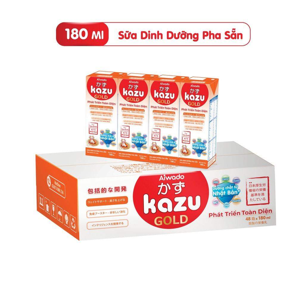 Thùng 48 hộp sữa bột pha sẵn kazu gold 180 ml - phát triển toàn diện