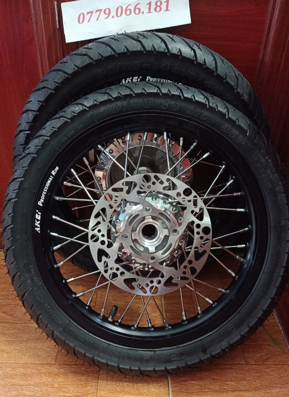 BÁNH CĂM VARIO VISION AIRBLADE NOVO MIO LUVIAS CLICK NIỀNG 14 AKEI NHẬP KHẨU FULL VỎ RUỘT CASUMINA KÈM ĐĨA KIỂU Y HÌNH GẮN VỪA KHÔNG CHẾ