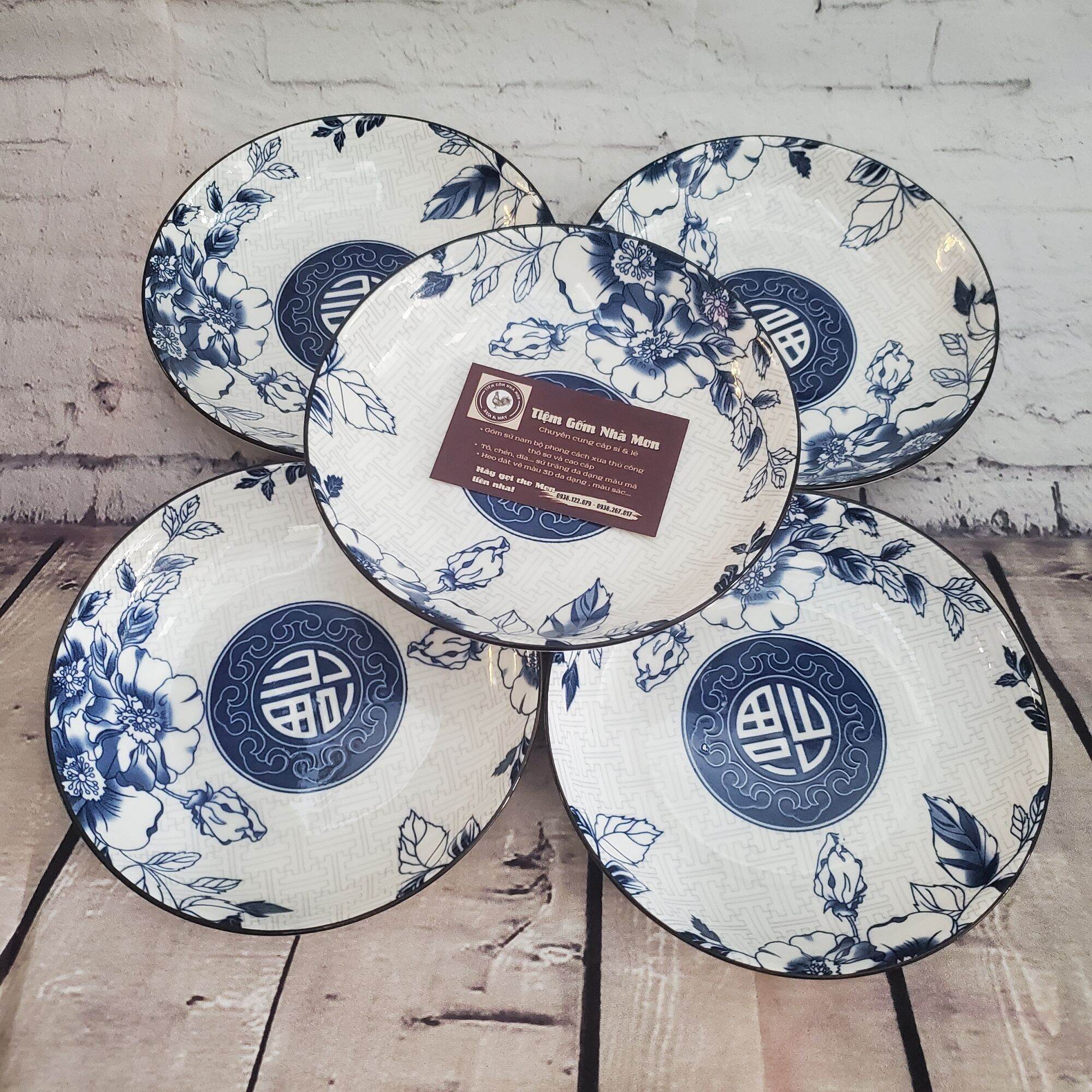 💢💥SET 2 DĨA SỨ ẢO SÂU LỒNG 18CM💥💢 (Họa tiết mộc cổ xanh)😘🌿