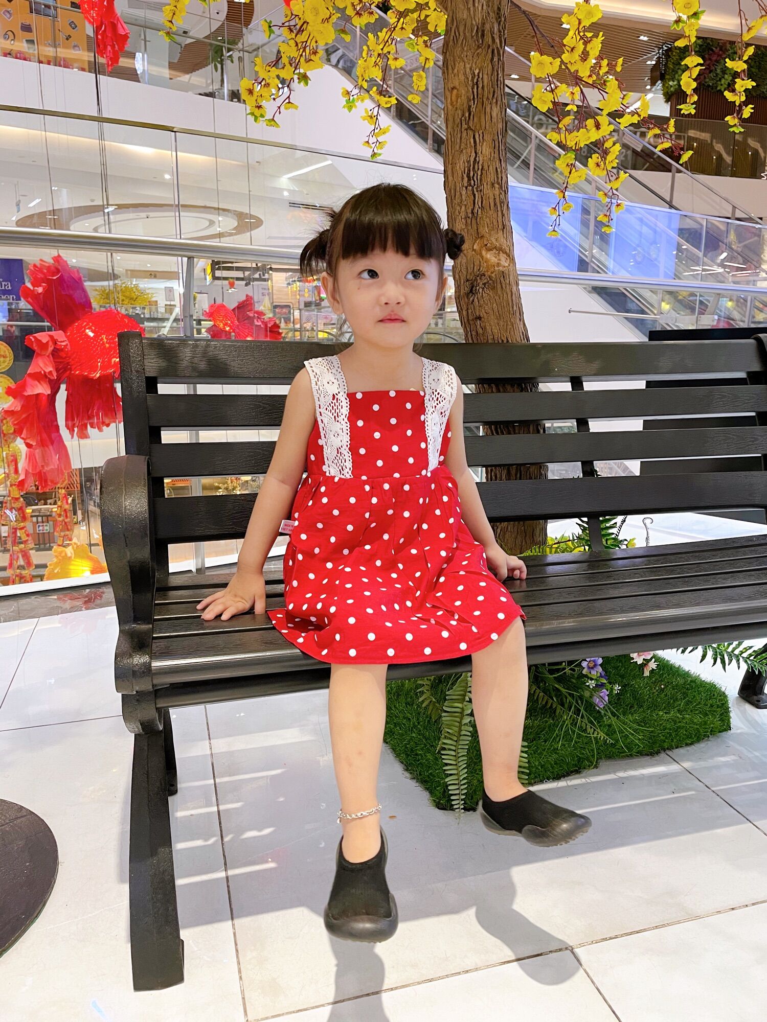 Đầm Đỏ Chấm Bi Dành Cho Bé Gái size 1T- 6T Bibo Store