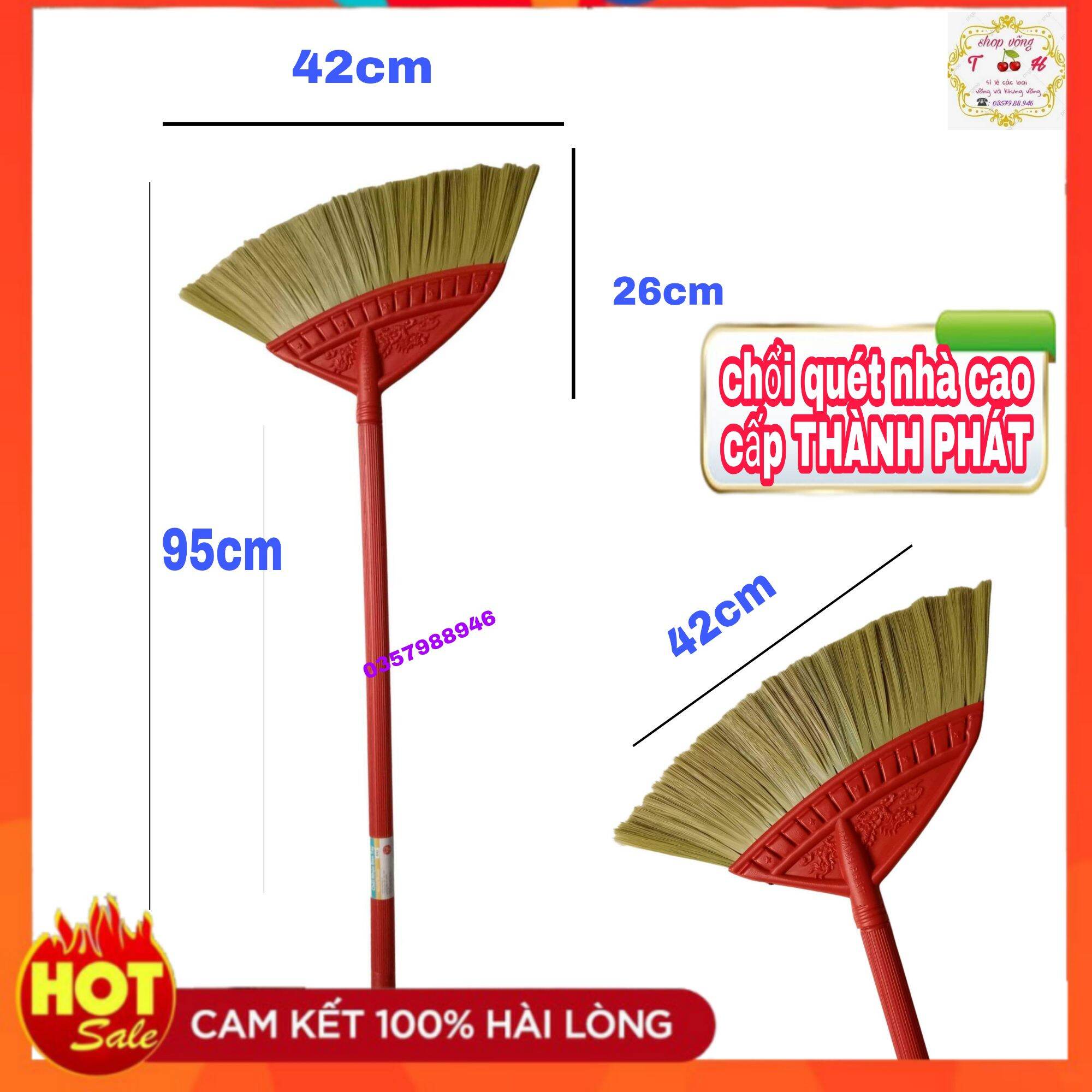 Combo 2 chổi quét nhà cán nhựa sợi cước mềm hiệu thành phát kleex - chổi quét nhà cao cấp