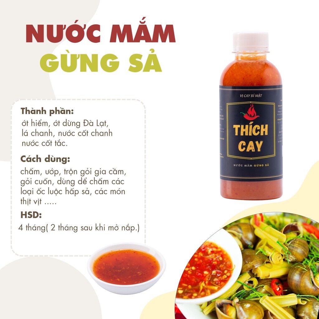 Nước sốt gừng sả Thích Cay - chai 250ml