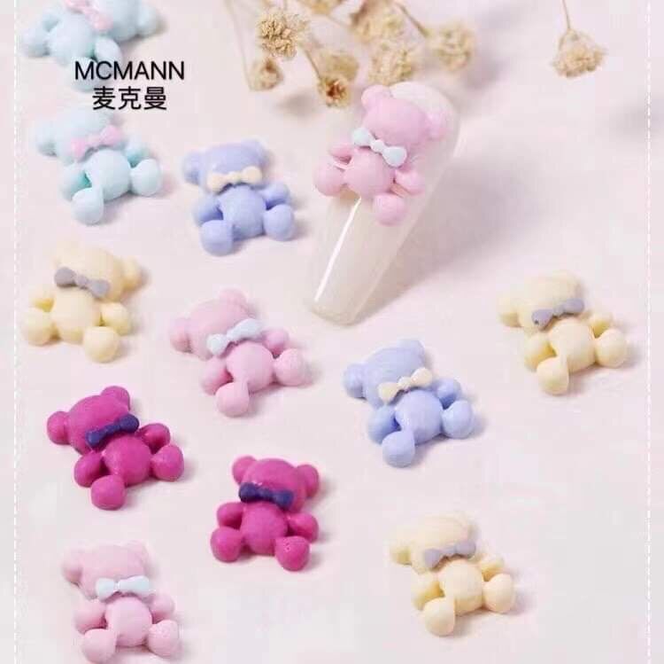 Charm gấu trang trí móng set 10 con