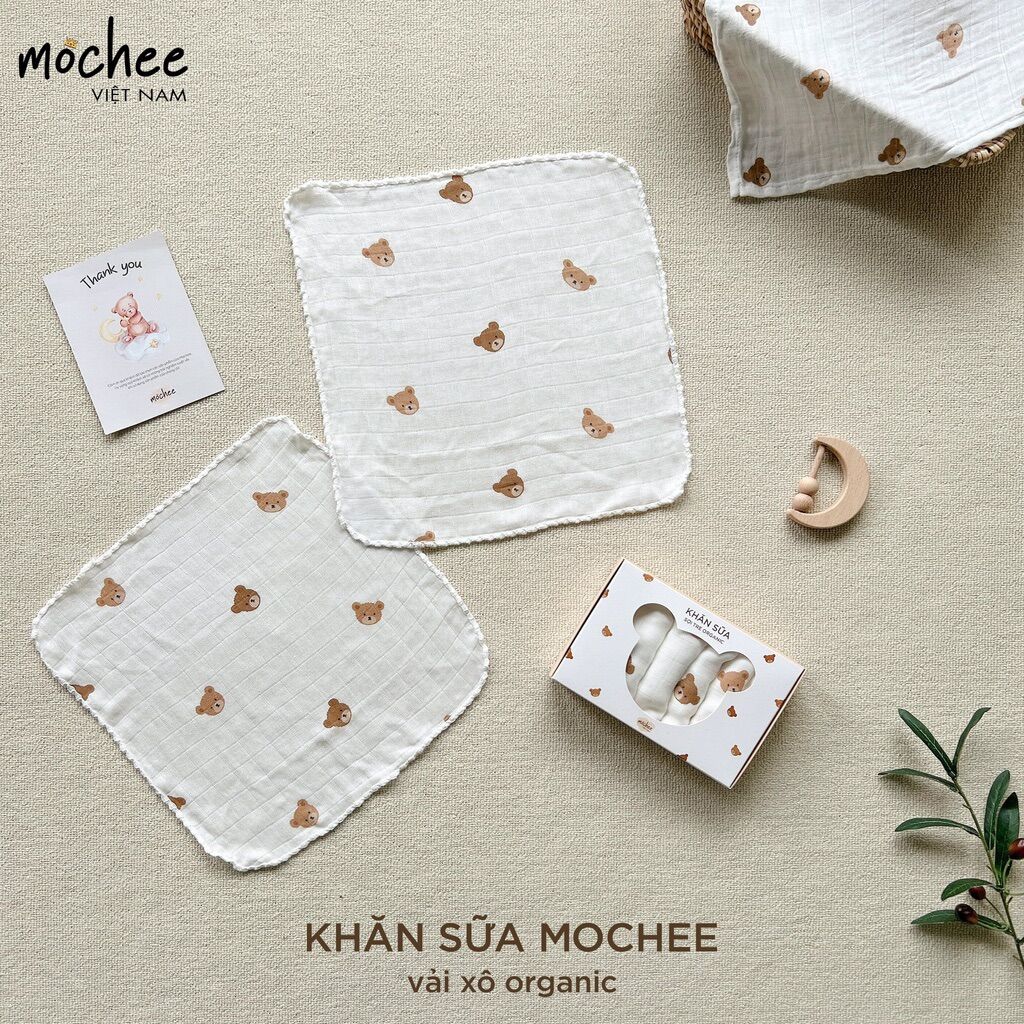Khăn Sữa Sợi Tre Organic Mochee cho bé sơ sinh siêu mềm