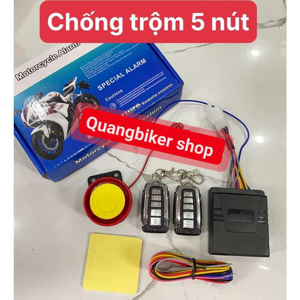 Chống trộm 5 nút kèm 2 remote điều khiển gắn xe máy cực bền và đẹp