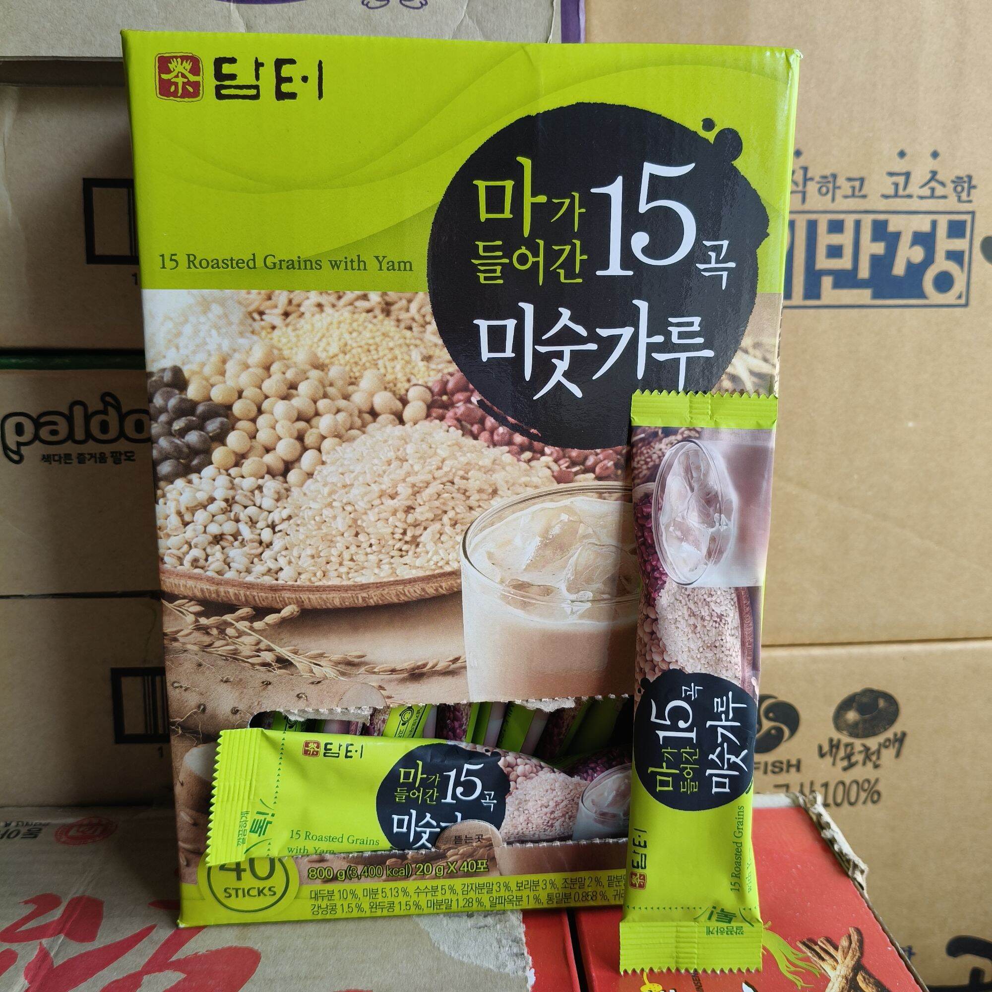 Bột ngũ cốc 15 loại hạt Damtuh Hàn Quốc hộp 40 gói
