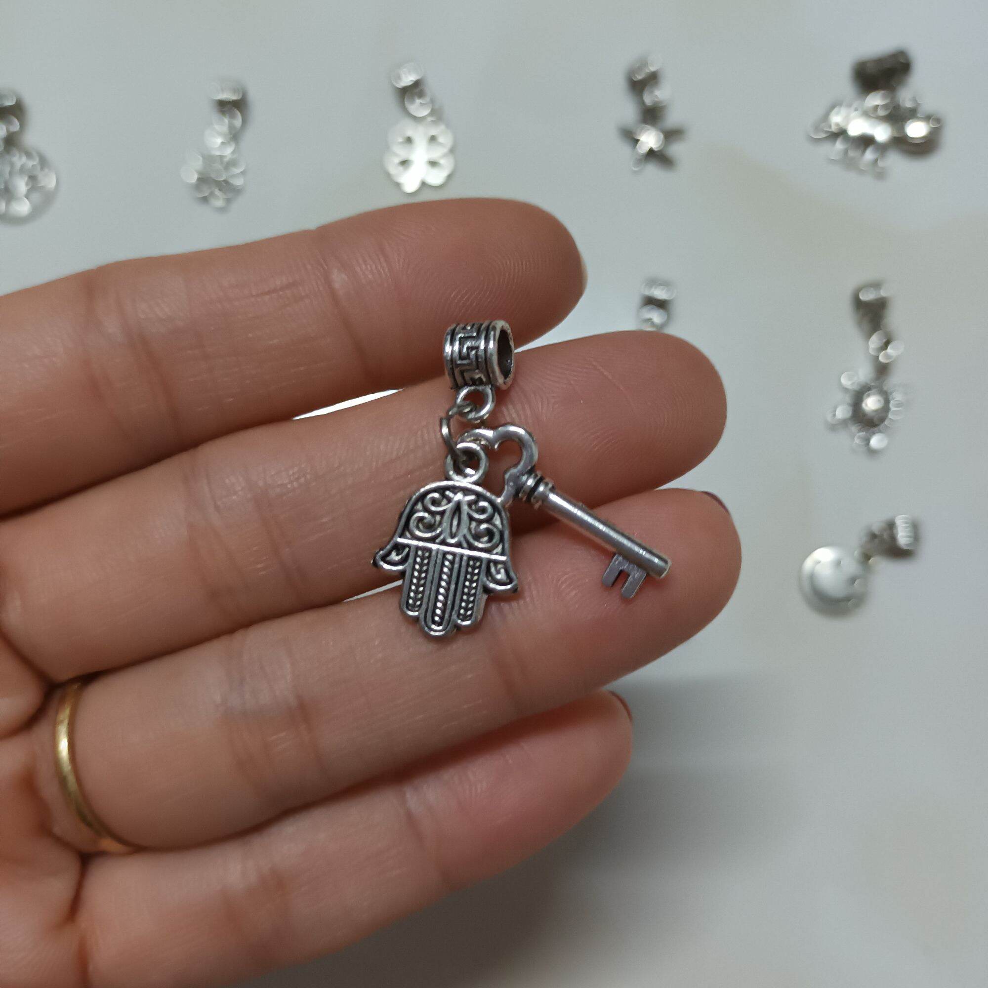 Charm Chìa Khóa Thành Công bạc thái ống lùa chặn làm vòng