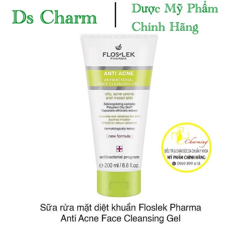 [CHÍNH HÃNG]200ml FLOSLEK Sữa rửa mặt cho da nhờn mụn Floslek Anti Acne Bacterial Face Cleansing Gel