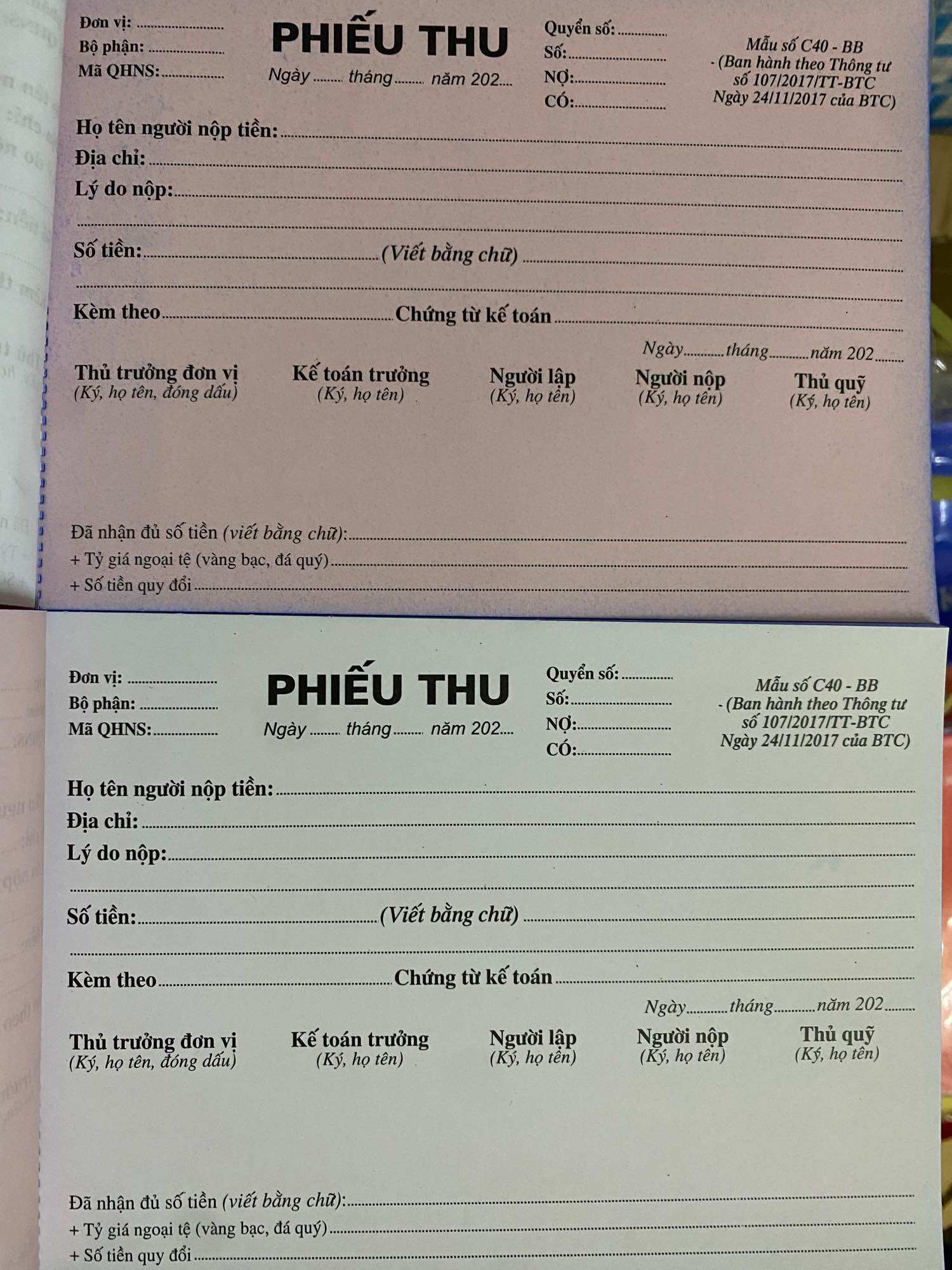 Receipt Form 2 Copies (3 Copies)
